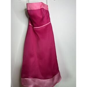 Thread Strapless A Line Party Cocktail Dress Hot Pink Size 6 Side Zipper